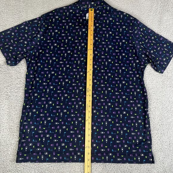 FootJoy Polo Shirt Mens XL Blue Cocktail Grapes Golf Tee All Over Print AOP - Picture 9 of 12